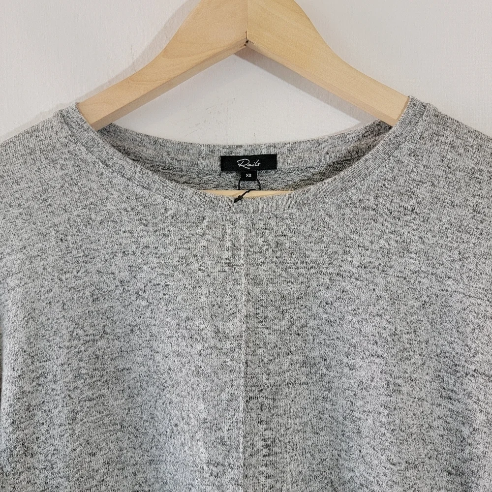 NEW Rails Women's Gray Long Sleeve Crewneck Top XS Soft Minimalist Y2K Cozy